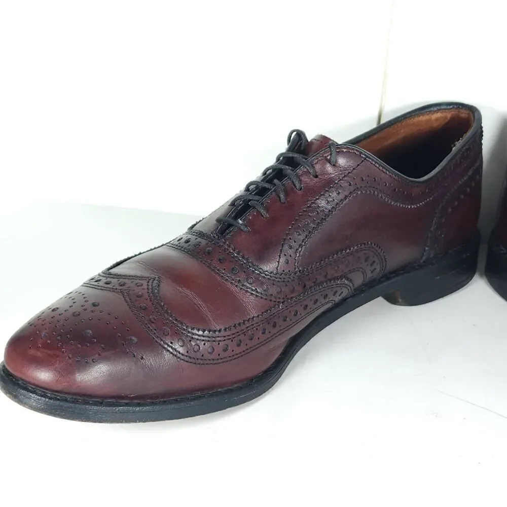 Allen Edmonds Mens McAllister US9,5C Burgandy Leather Wingtip Brogue Dress Shoes